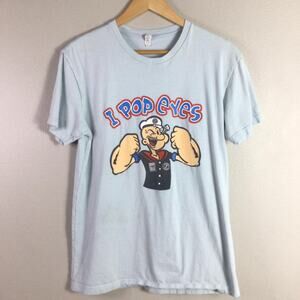 Pistols Fight Wear Popeye I Pop Eyes T Shirt Blue Medium